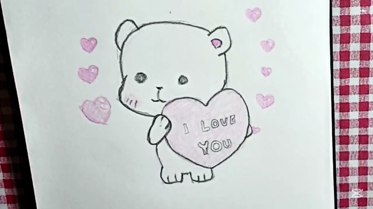 Cute Teddy Bear timelapse drawing #iloveyou #cutedrawing