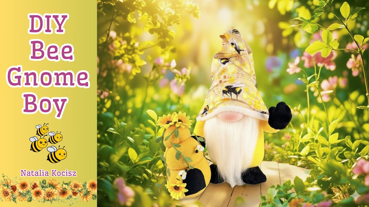 DIY Bee  Gnome Boy /  Sew Bee Gnome / Tutorial with easy  sew gnome pattern
