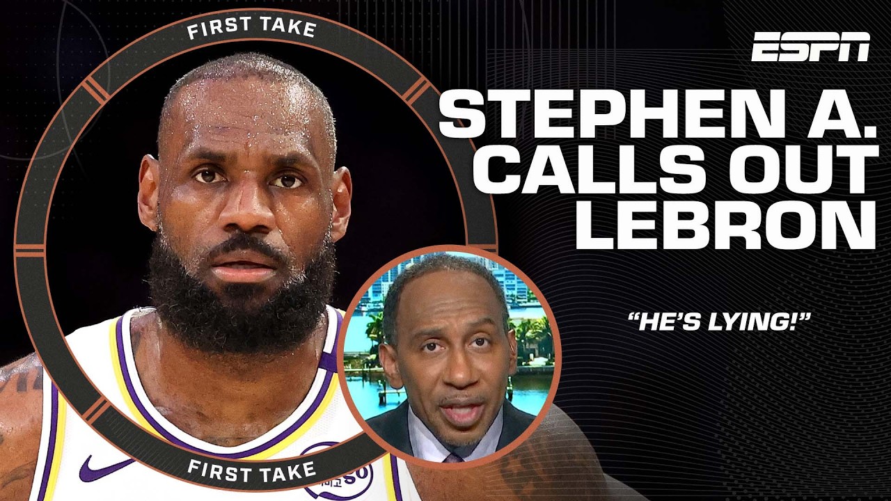 Stephen A. calls out LeBron after response to Buss' comments 👀 ‘He's lying...he cares!’ | First Take