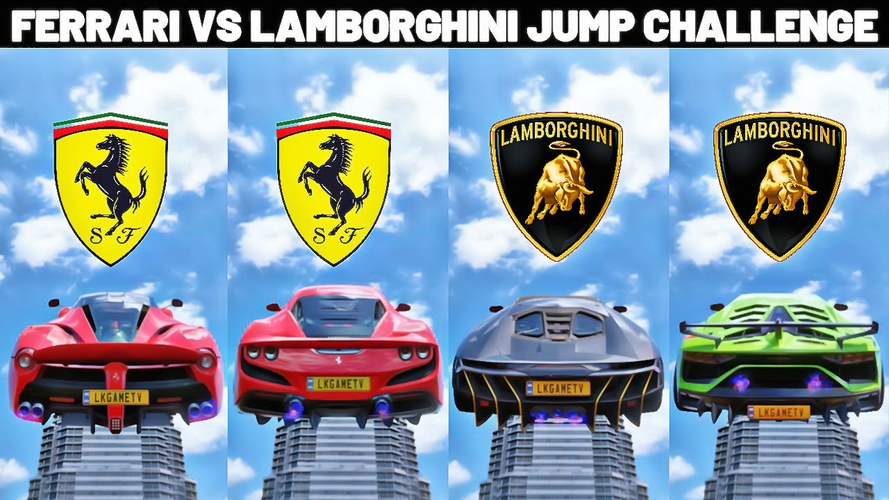 WHICH FERRARI VS LAMBORGHINI CAN JUMP OVER THE BUILDINGS in FORZA HORIZON 5?!