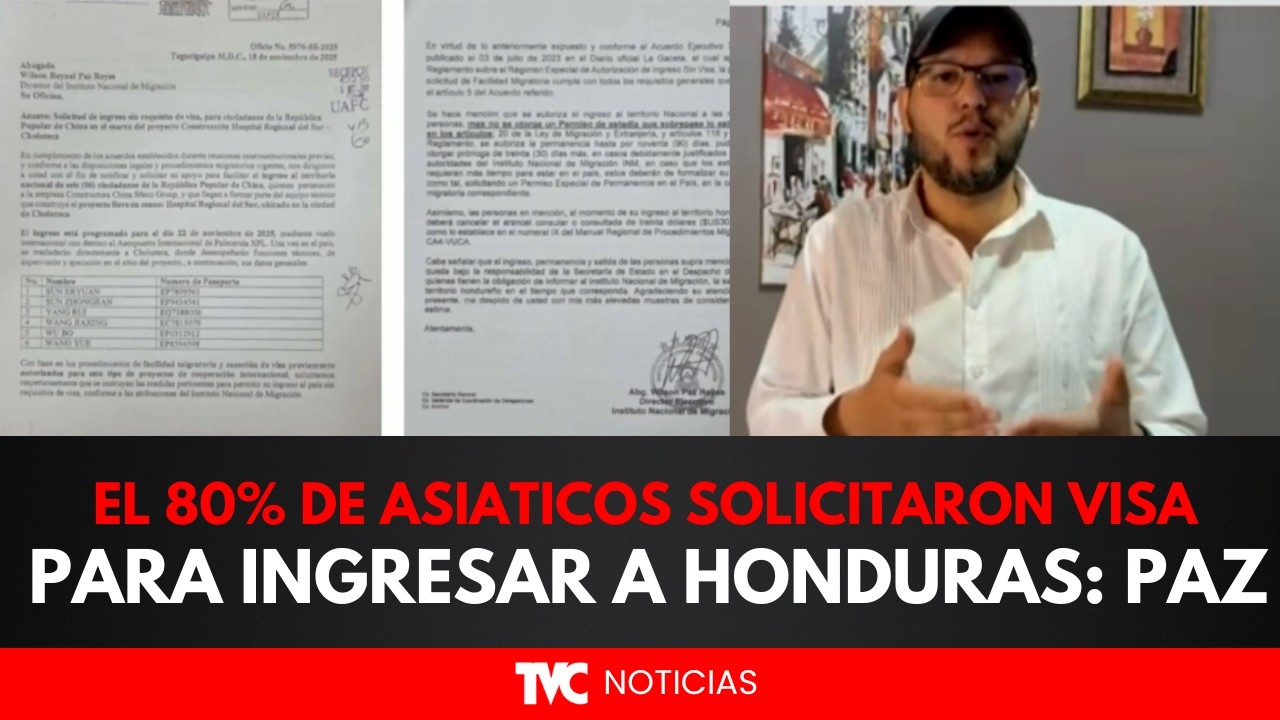 Dentro del 80% de Asiaticos solicitaron Visa para ingresar a Honduras: Wilson Paz