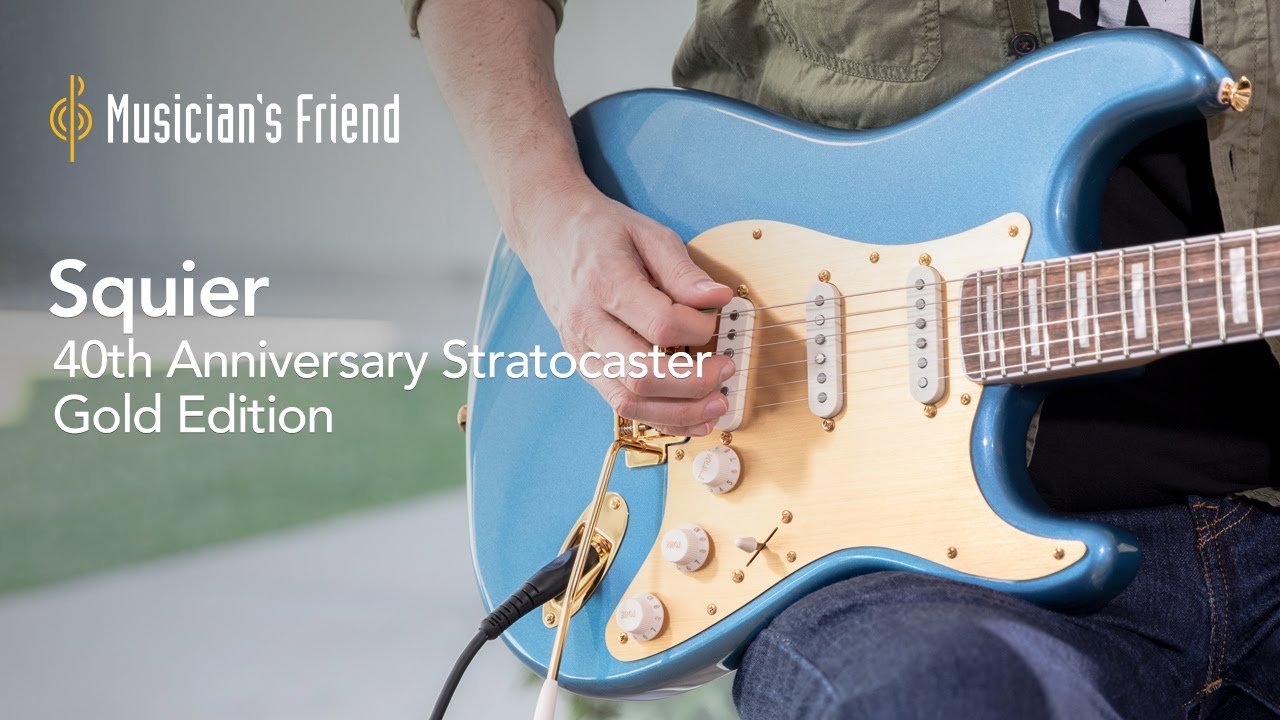 Squier 40th Anniversary Stratocaster Gold Edition Electric Guitar Demo - All Playing, No Talking