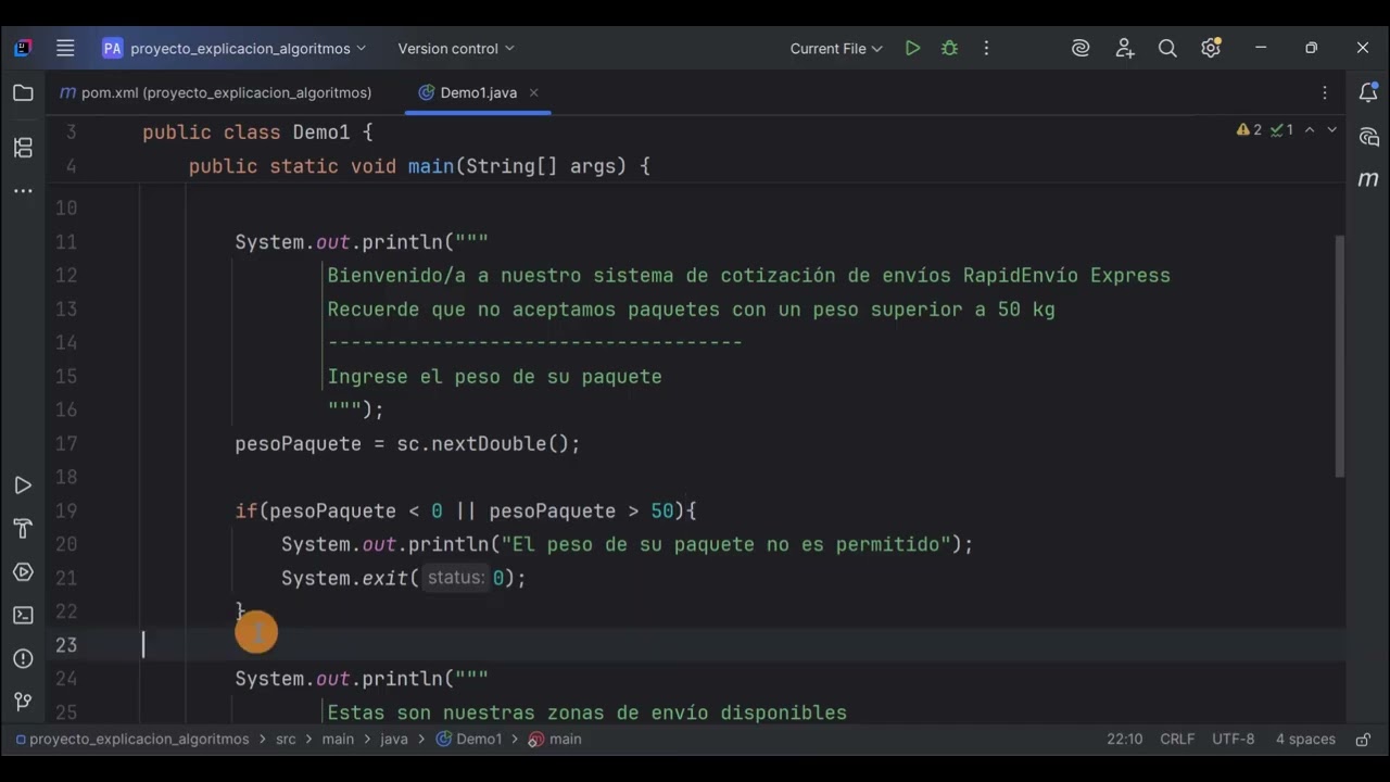 Java | Algoritmos con condicionales, condicionales anidados, switch, return y porcentajes, etc.