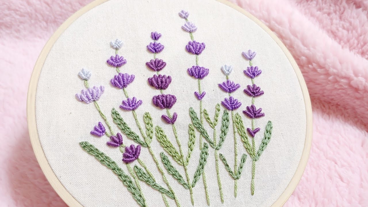 [프랑스 자수] 라벤더 자수 Lavender Embroidery/불리온 스티치/도안제공 free pattern