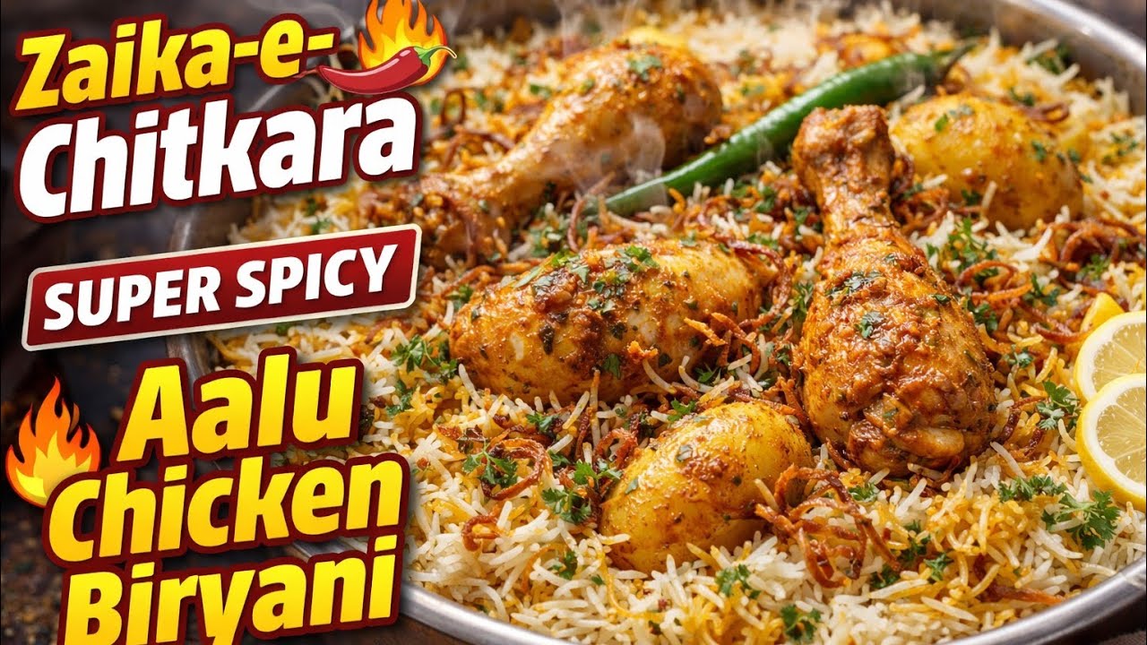 Super spicy chatkare dar chicken aloo biryani 