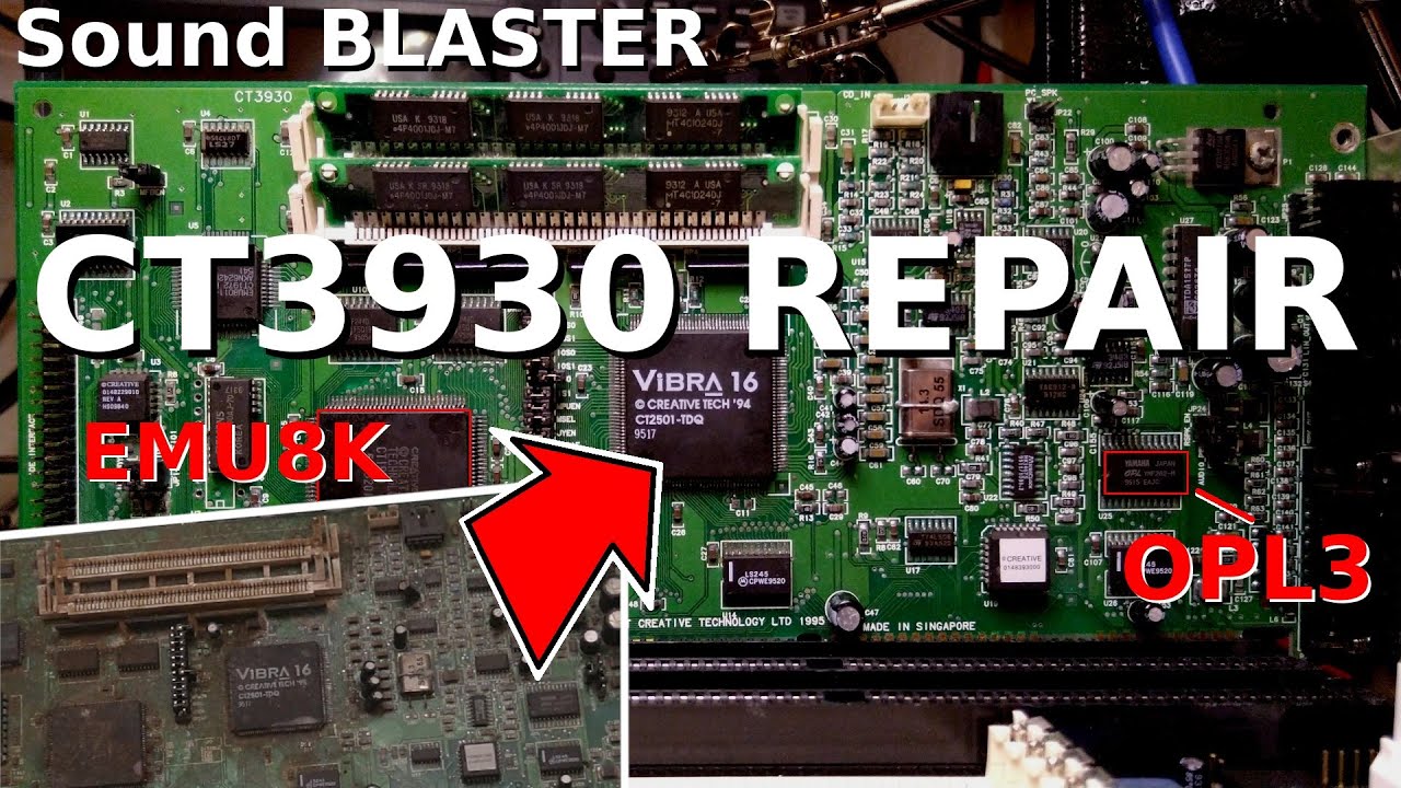 Sound Blaster SB32 CT3930 Repair. OPL3 and AWE32 MIDI in one card!