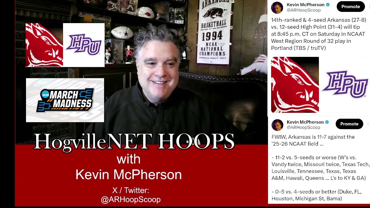 HogvilleNET HOOPS w/Kevin McPherson (FRI 3/20/26): NEW PORTAL BIG INTEL, UA-HP preview, UA 7-deep