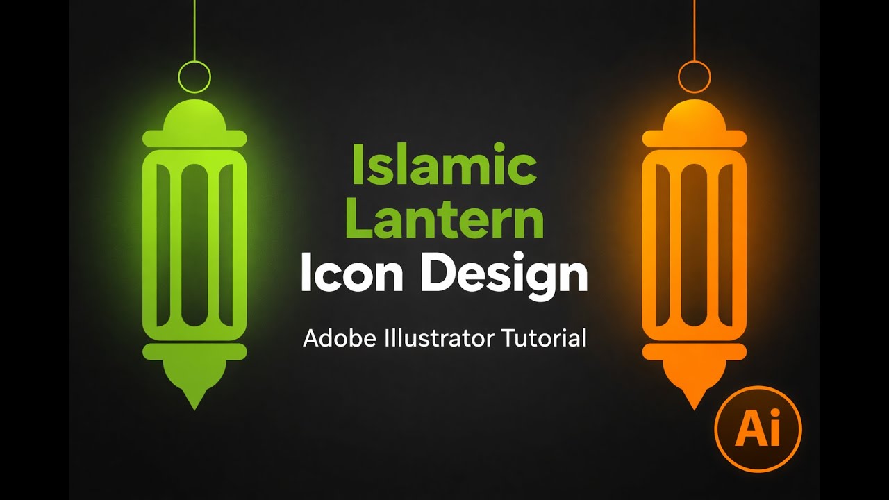 Islamic Hanging Lantern Icon in Adobe Illustrator | Step-by-Step Vector Tutorial