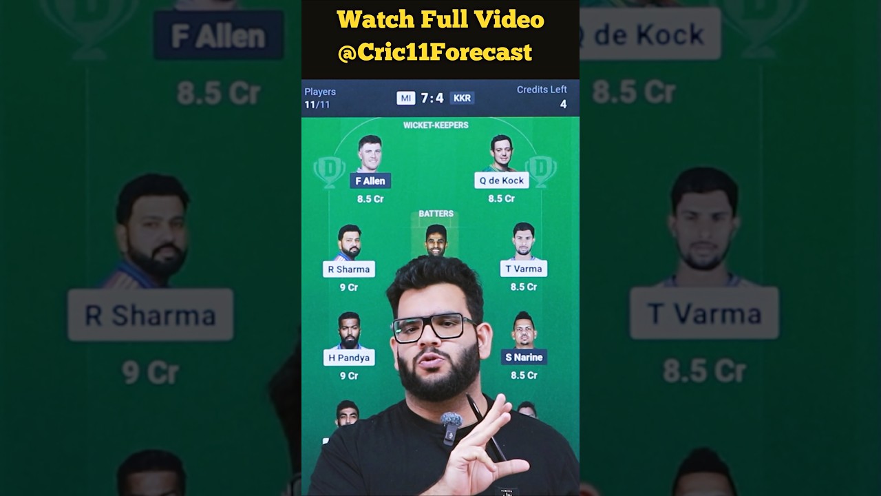 MI vs KKR IPL 2026 Dream11 Prediction #mivskkr #mivskkrdream11 #ipl2026 #cric11forecast #dream11