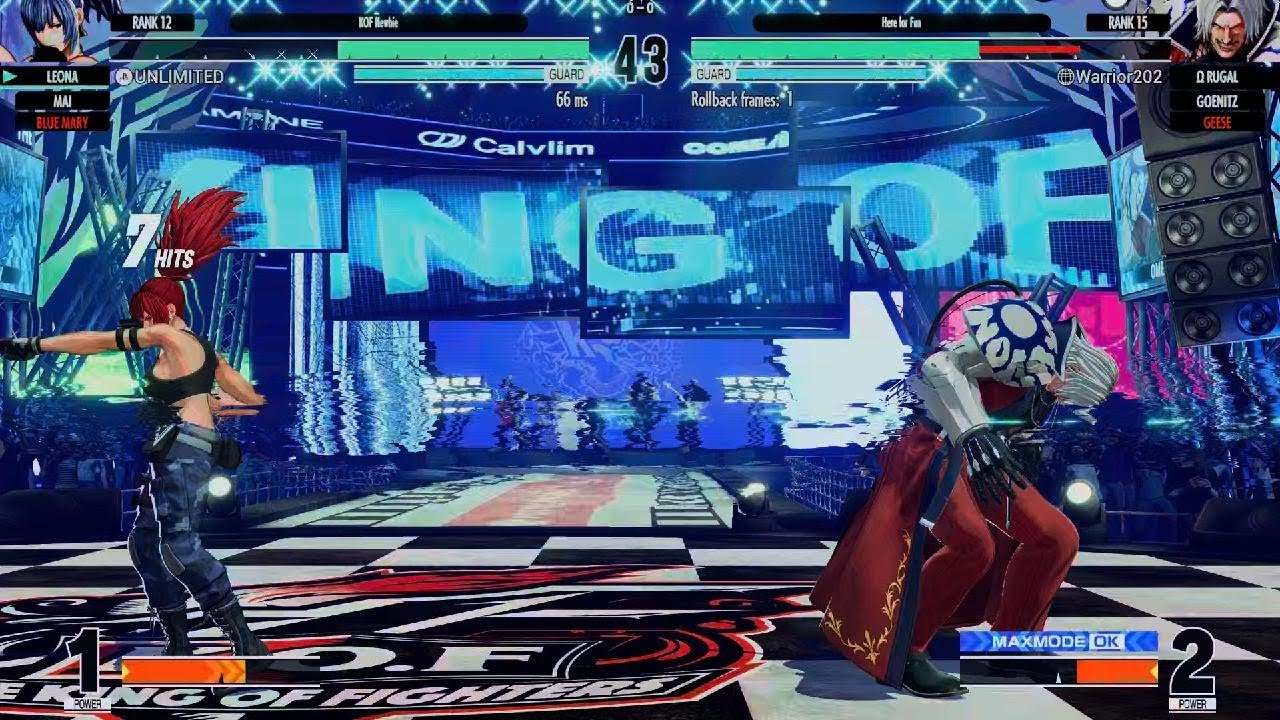 KOF XV_ Online Match. Blue Mary, Leona & Mai vs. Geese, Rugal & Goenitz