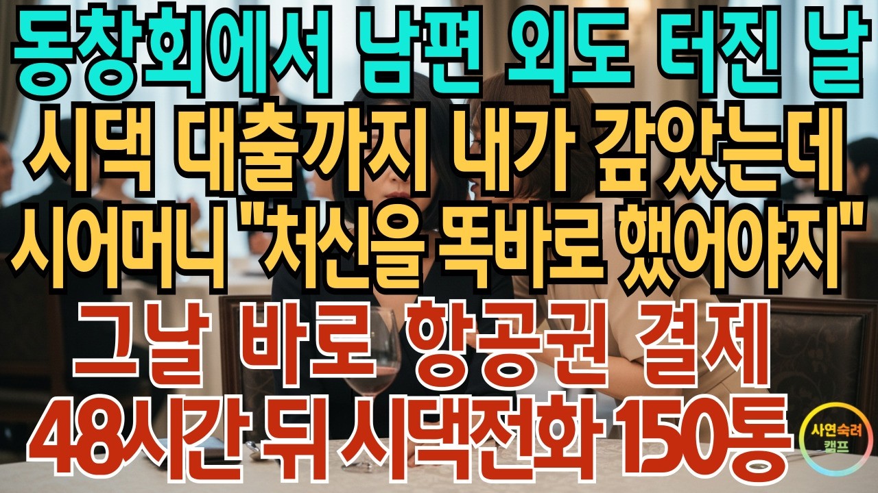 동창회에서 남편 외도 터진 날 시댁 대출까지 내가 갚았는데 시어머니 