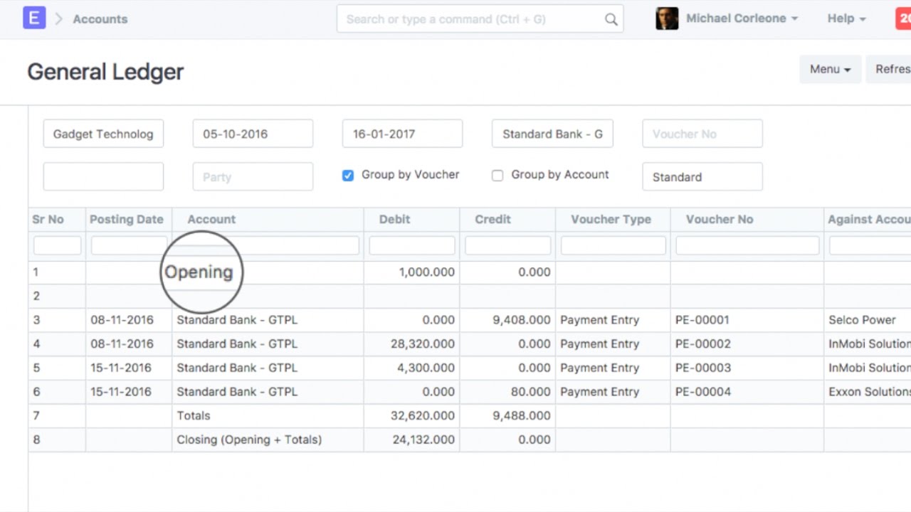 ERPNext - Accounts Opening Balance