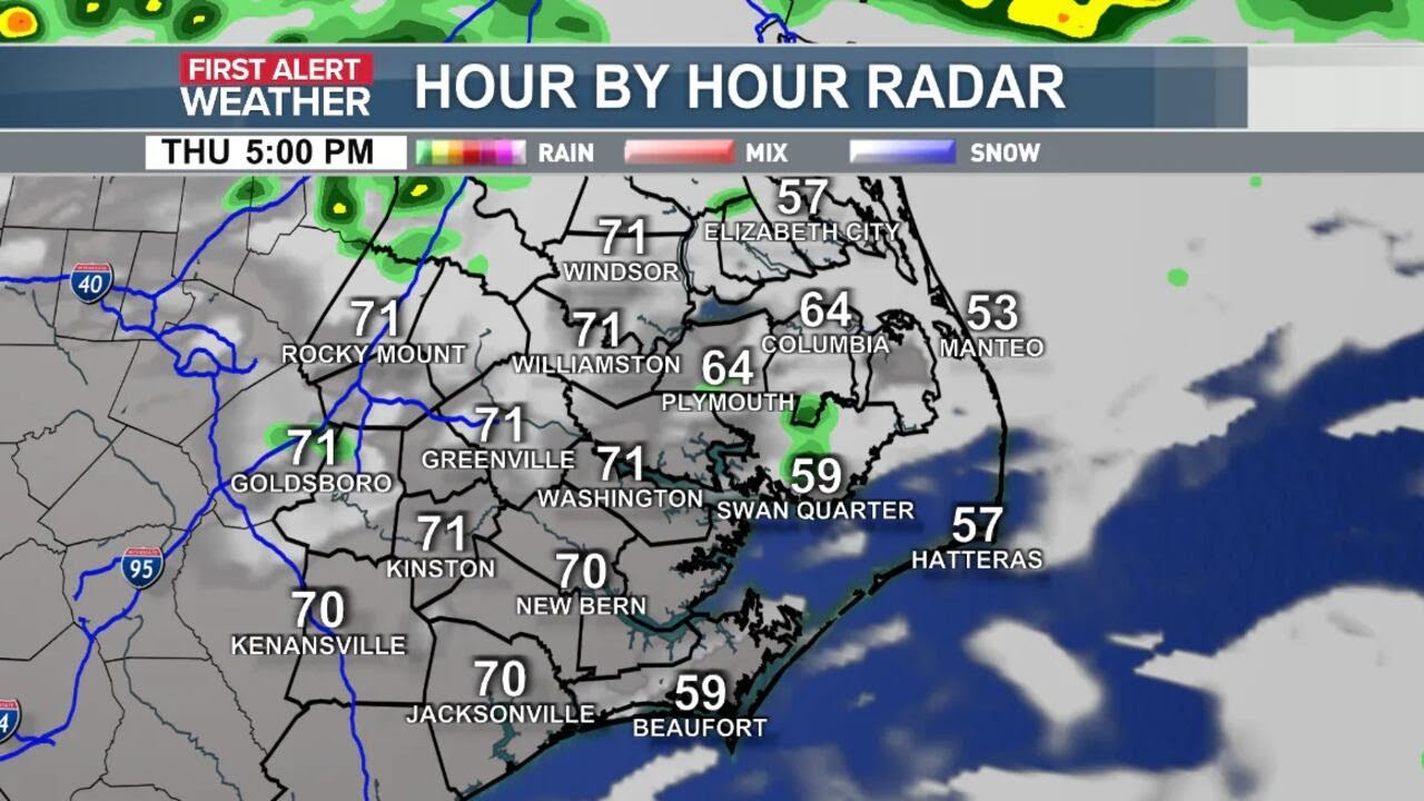 Another mild day with scattered showers; A few scattered showers on Friday