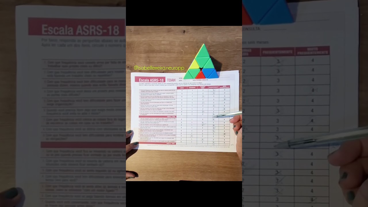 ASRS-18 aplica&ccedil;&atilde;o, escala para investiga&ccedil;&atilde;o de TDAH #tdah #ASRS-18 #shorts #escalatdah