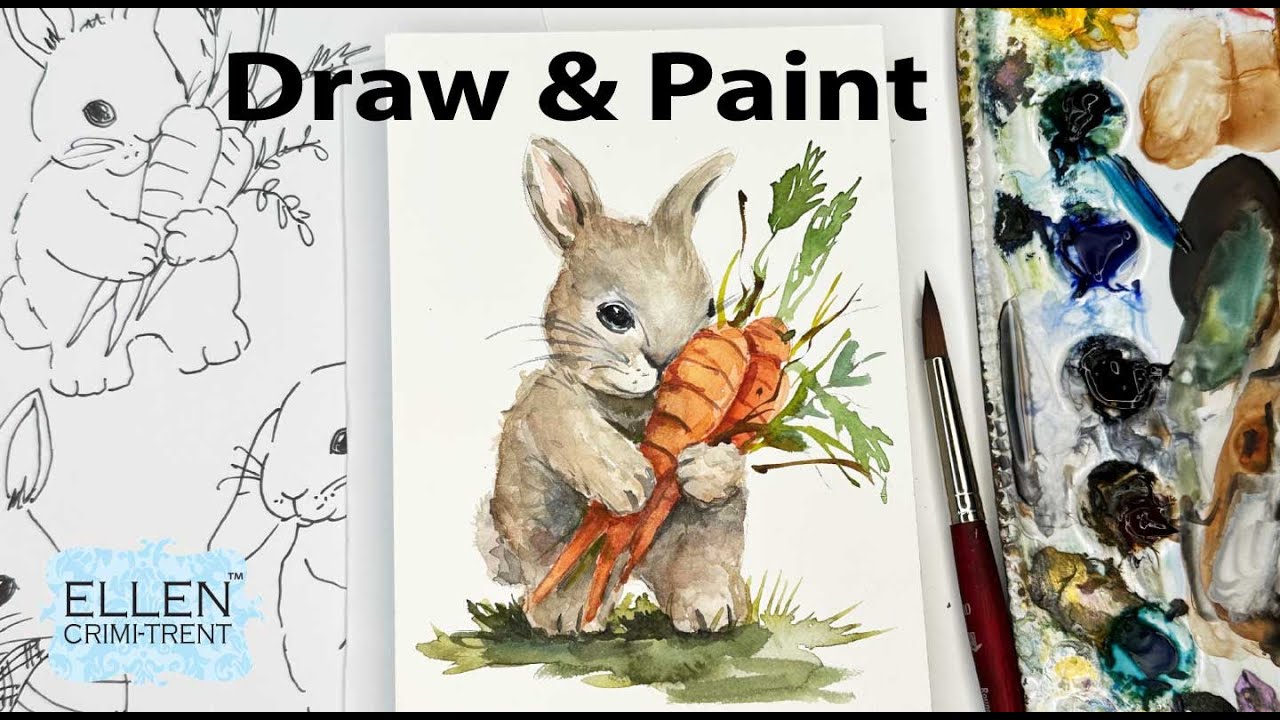 How to draw & Paint a Easter Bunny/ Watercolor Tutorial