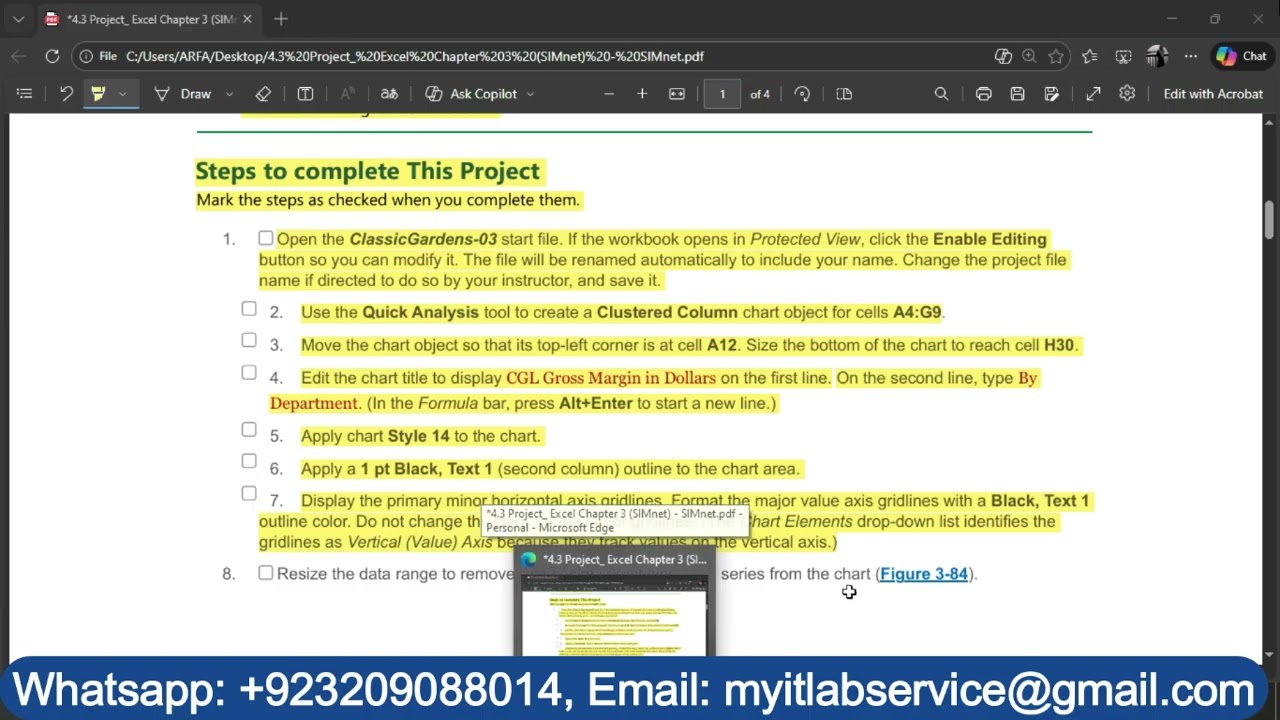 4.3 Project: Excel Chapter 3 (SIMnet) Independent Project 3-4 | COURSE NAME CIS108 - MASTER 20250127