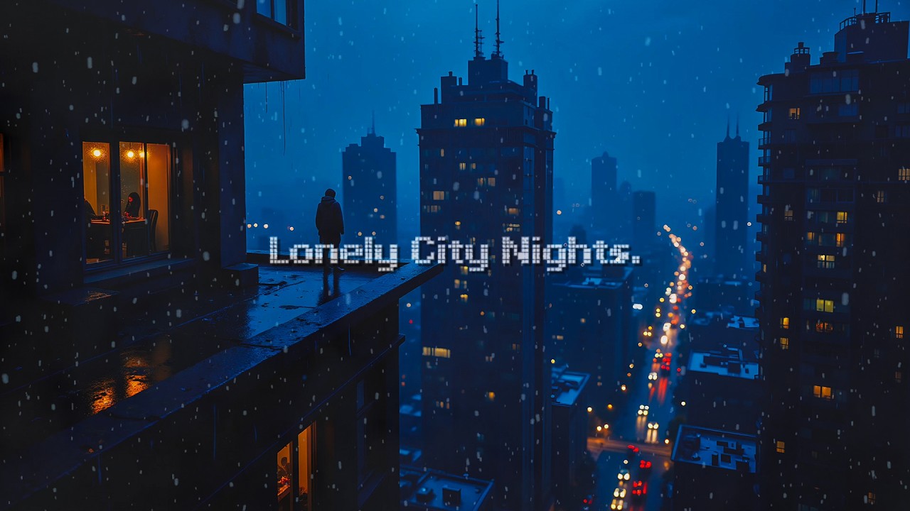 Lonely City Nights in Snowfall
