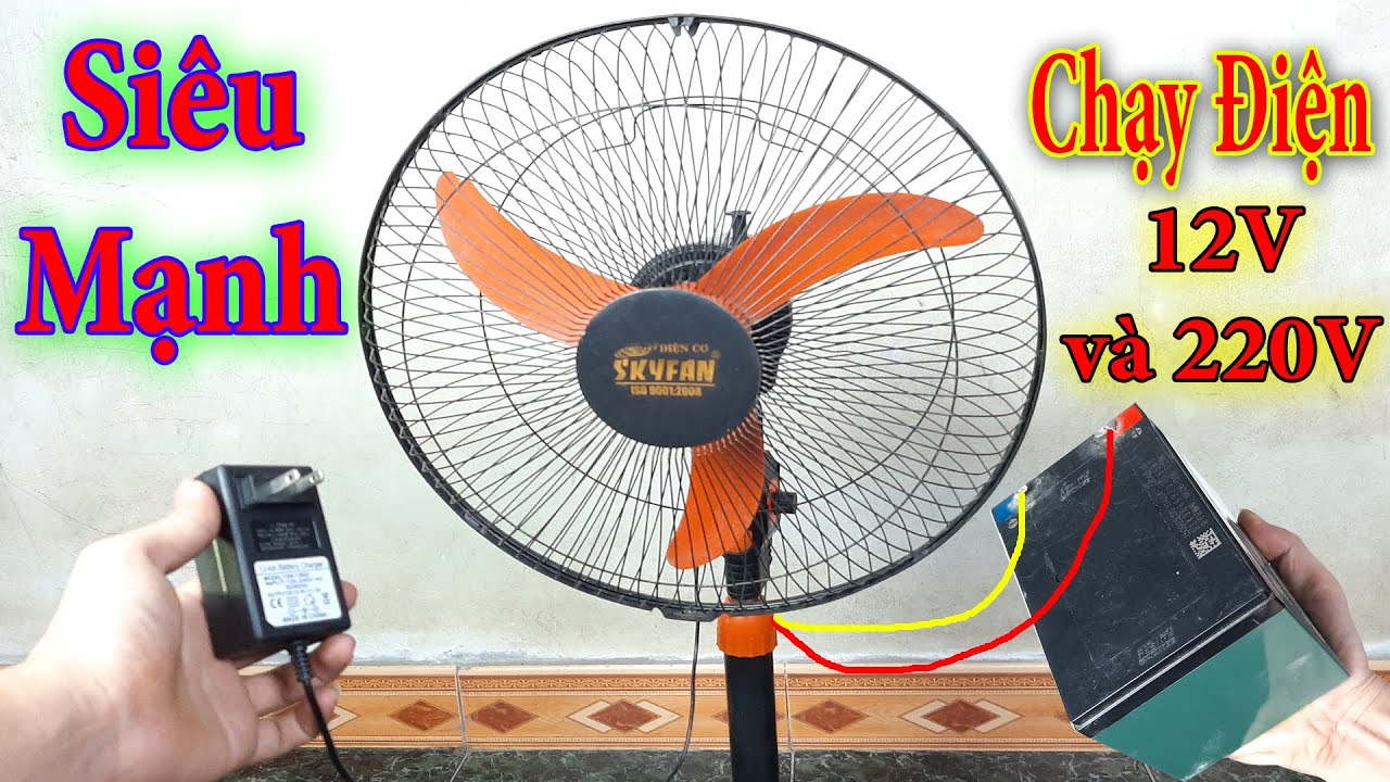 Biến Quạt Thường Cũ Hỏng Thành Quạt Tích Điện 12V Siêu Mạnh Từ Động Cơ Không Chổi Than