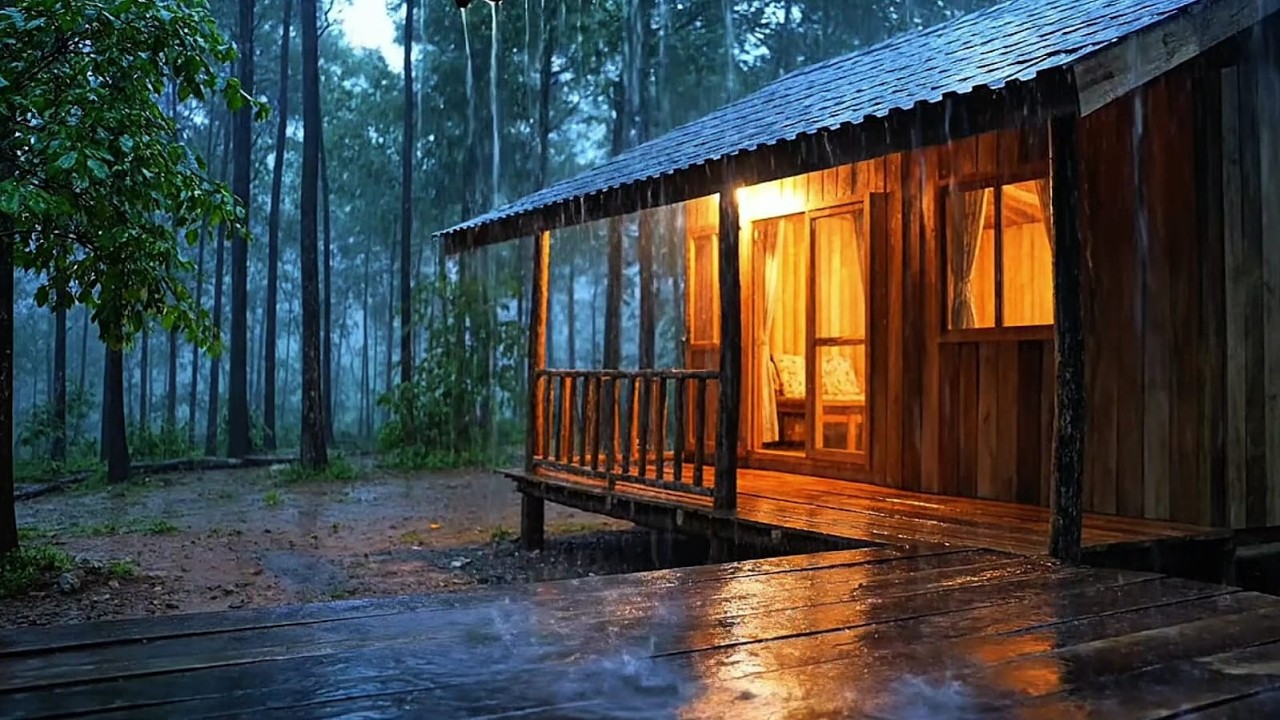 Soft Rain Sounds for Deep Sleep in a Classic Wooden House ASMR Ambience. Relaxation Therapy