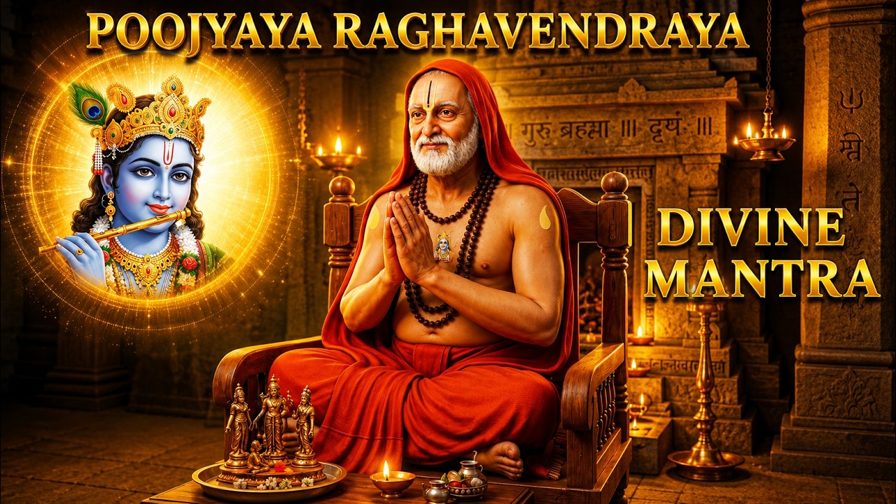🕉️Mantralaya Guru Raghavendra | Poojyaya Raghavendraya | Divine Mantra🕉️