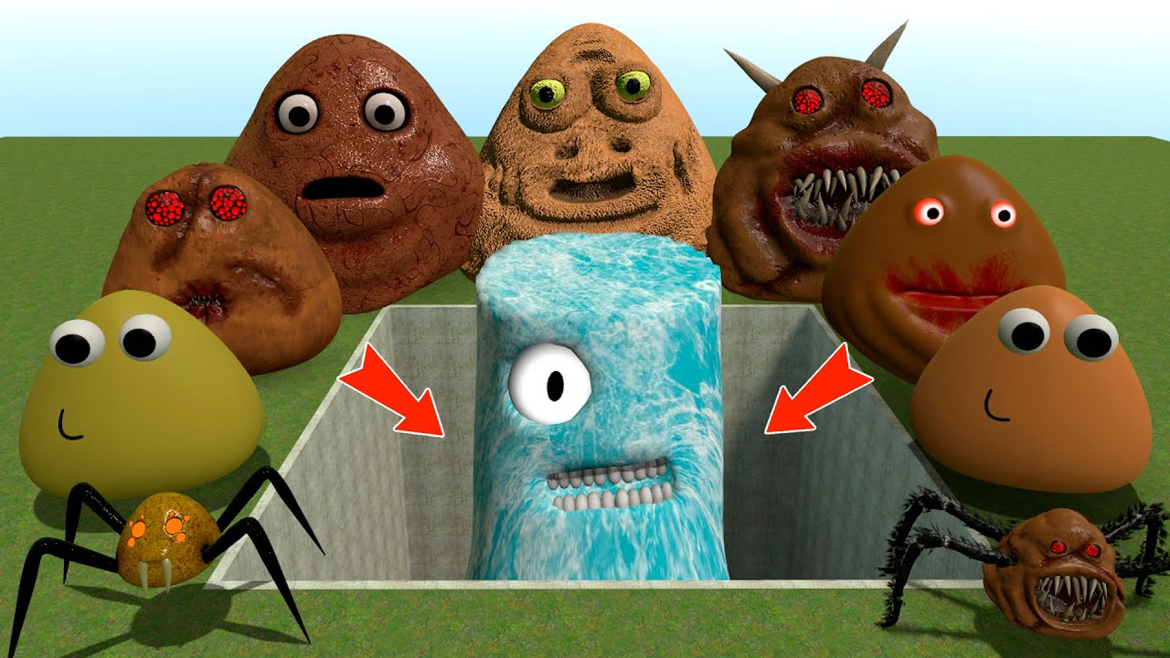 ALL NORMAL 3D POU BOU'S REVENGE Monsters VS ICE Mr TREE PHASE 3 in BIG HOLE in Garry's Mod