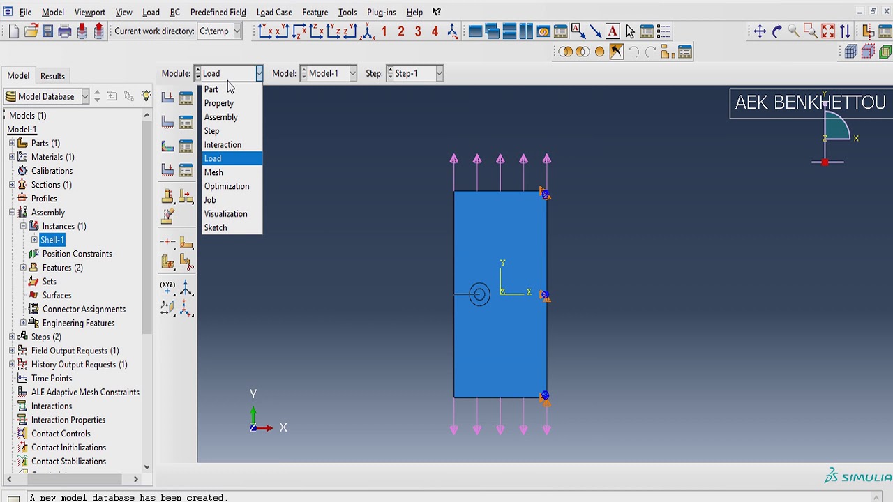 Abaqus failure tutorial #1: Stress Intensity Factor for 2D shell plate with longitudinal  Crack.