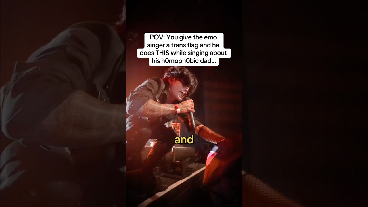 POV: You give an emo singer a trans flag and he does THIS😱😳#transgender #trans #lgbt #lgbtqia #emo