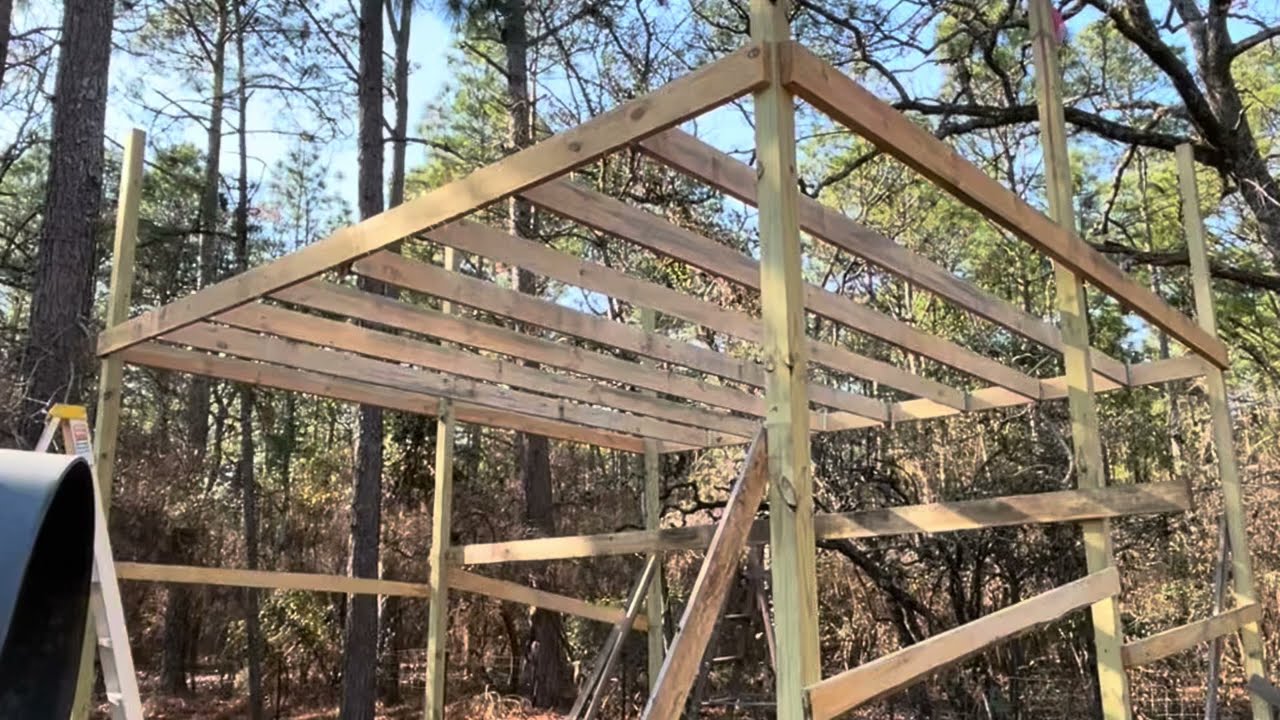 My rough cut lumber built shavings shed start/finish 