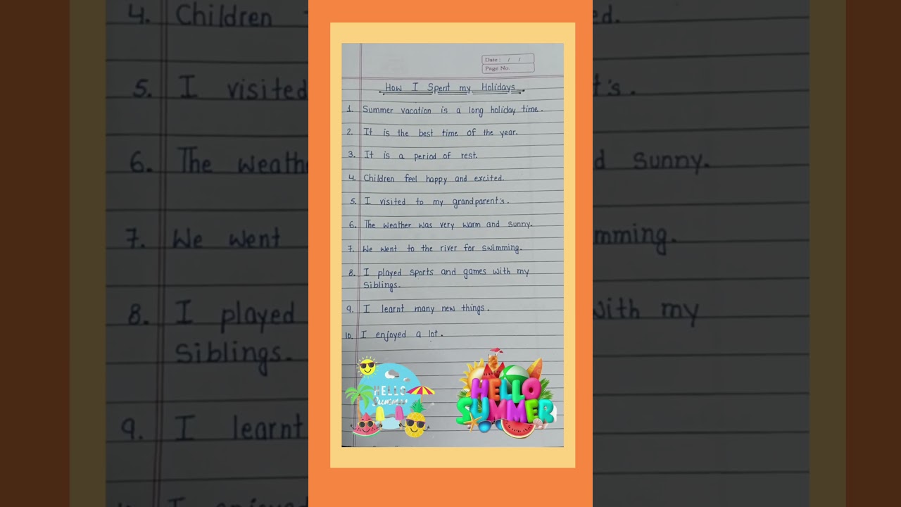 essay on How I spent my holidays ||  summer vacation || 10 lines on how I spent my summer vacation