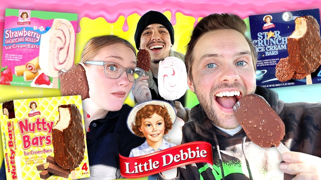 Tasting VIRAL Celebrity Foods! LITTLE DEBBIE ICE CREAM BARS! Star Crunch, Nutty Bars, and Strawberry