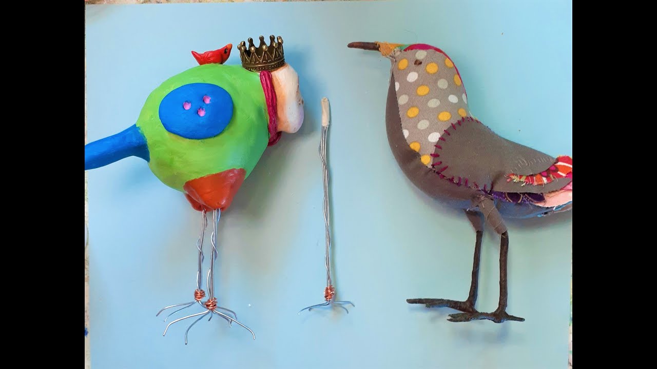 How to make wire legs for clay birds.
