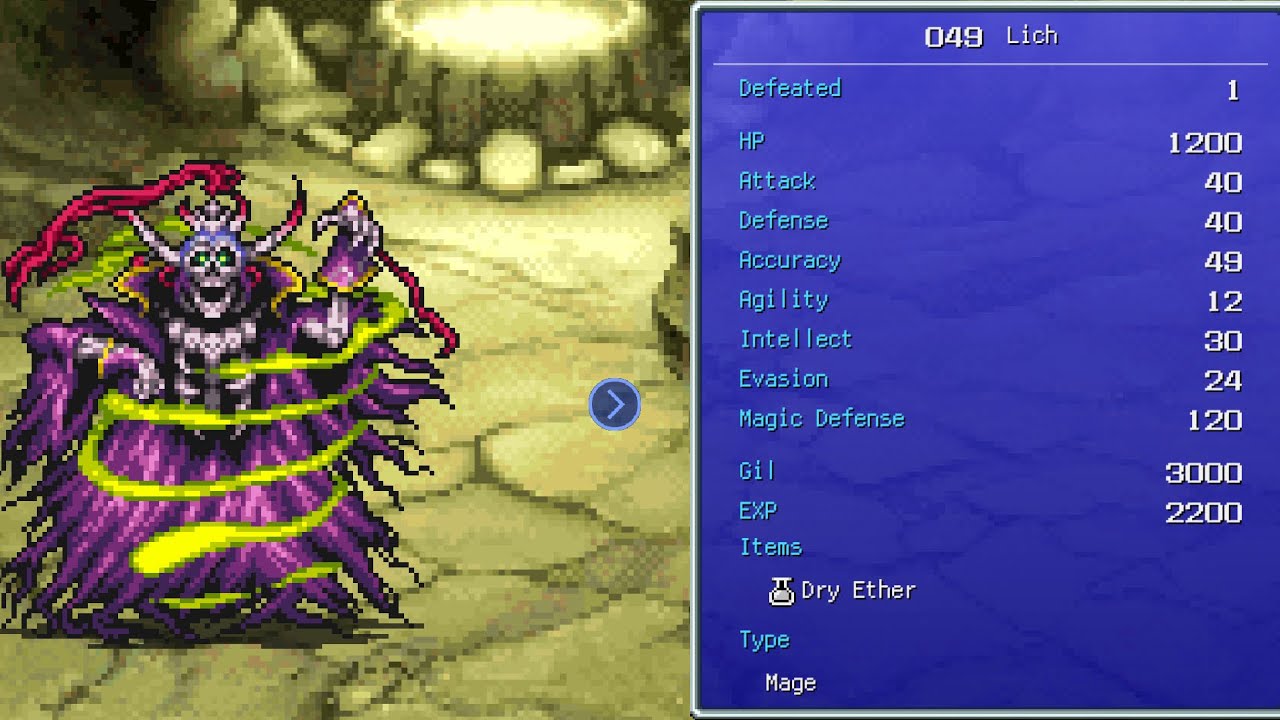 Lich Boss fight - Cavern of Earth B5 - Final Fantasy 1 Pixel Remaster+ (iOS Apple Arcade)