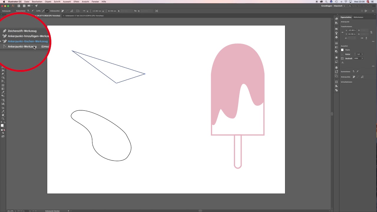 Adobe Illustrator Zeichenstift Werkzeug Übung und Tutorial