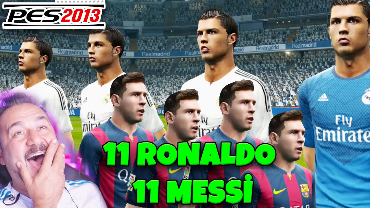 T&Uuml;RK&Ccedil;E SPİKERLİ 11 RONALDO vs 11 MESSİ | PES 13 OYNUYORUZ