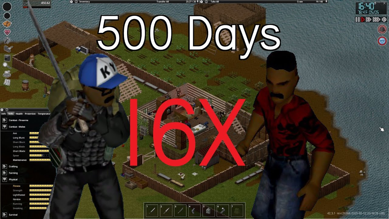 48,012 Kills in 500 days 16x pop Project ZOMBOID Build 42 SPEEDRUN EDITION!!!