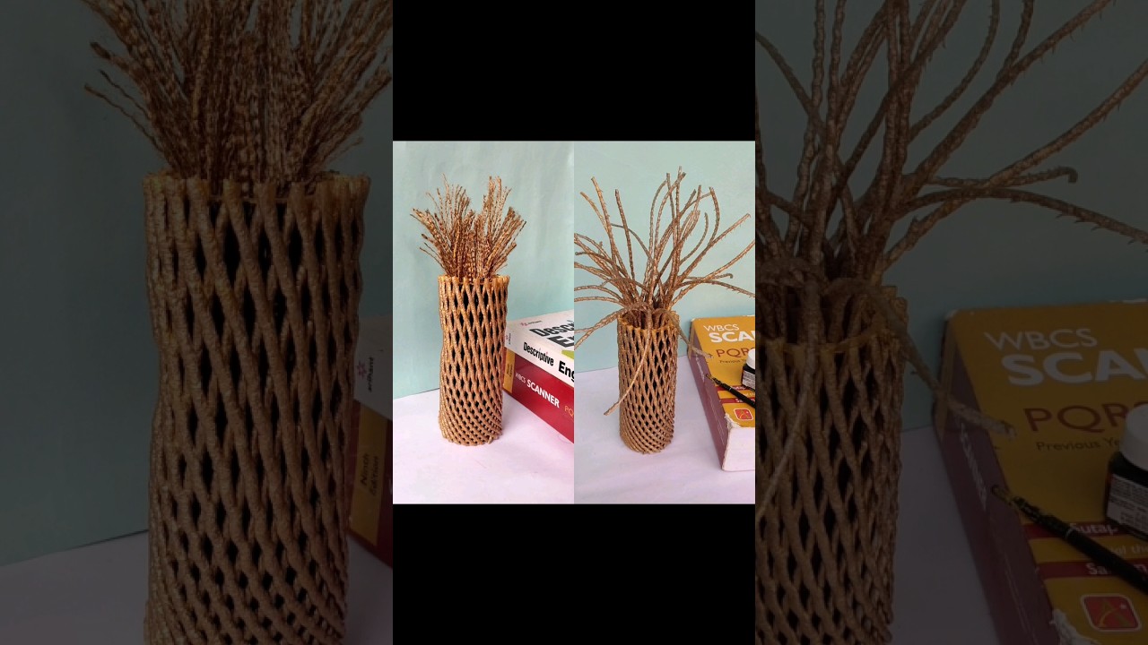 flower vase & decor ||super easy||0 cost|| #diy #craft  #diyartandcraft #viral #bestoutofwaste