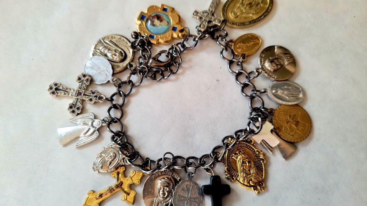 How to Make a Repurposed Religious Medallion Charm Bracelet Reuse Old Charms DIY Charm Bracelet