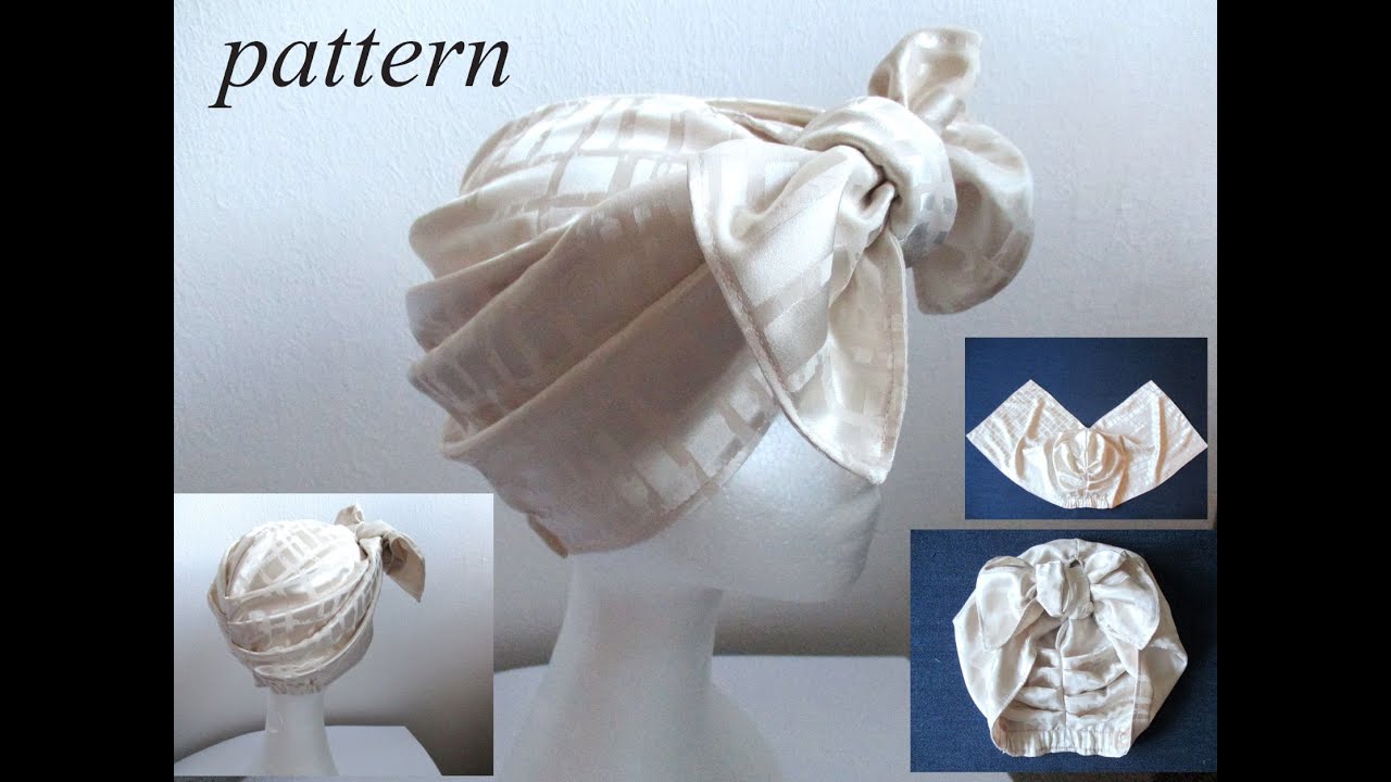 Sew Silk Fabric Turban Hat With Tie-Up Straps. Sewing Pattern PDF (XS - 3XL size) + Photo Tutorial