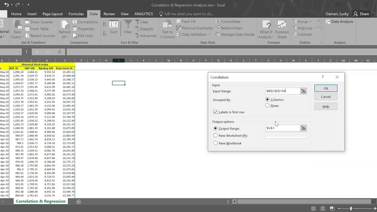 How to run Correlation & Regression Analysis using Microsoft Excel