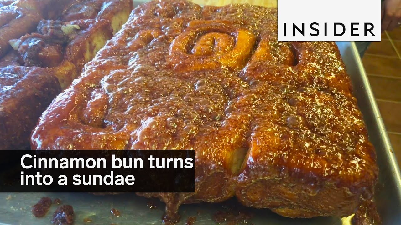 This sizzling cinnamon bun turns into an ice cream sundae