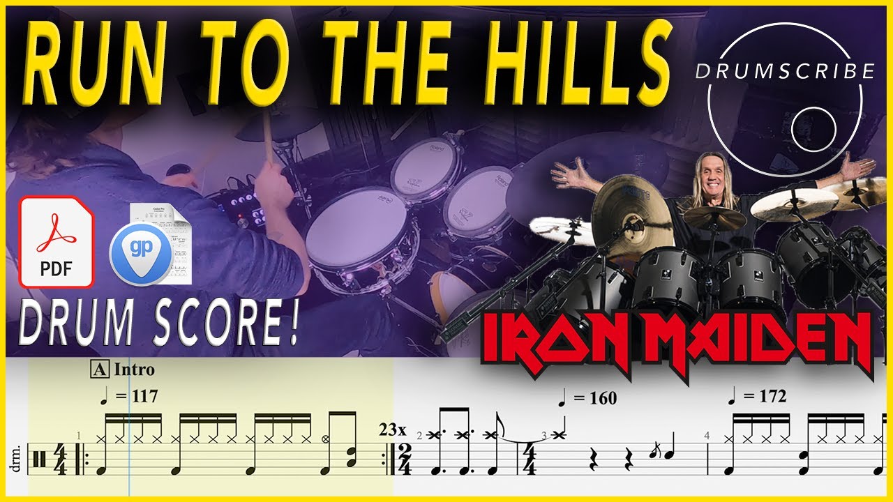 Run to the Hills - Iron Maiden | DRUM SCORE Sheet Music | #68 DRUMSCRIBE