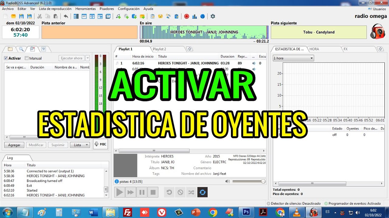 RADIO BOSS-ACTIVAR ESTADÍSTICAS DE OYENTES +2022