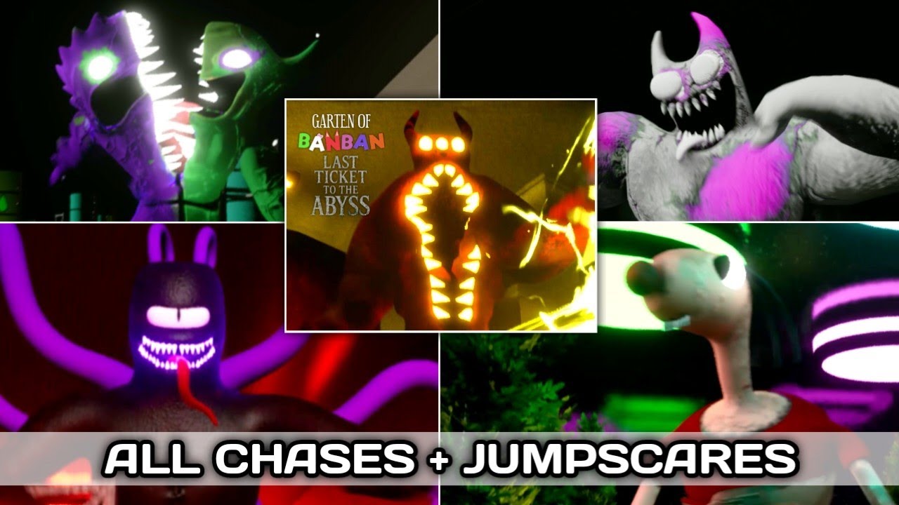 GARTEN OF BANBAN 9 ALL CHASES and JUMPSCARES - Last Ticket To The Abyss (DarkFox64 Edition)