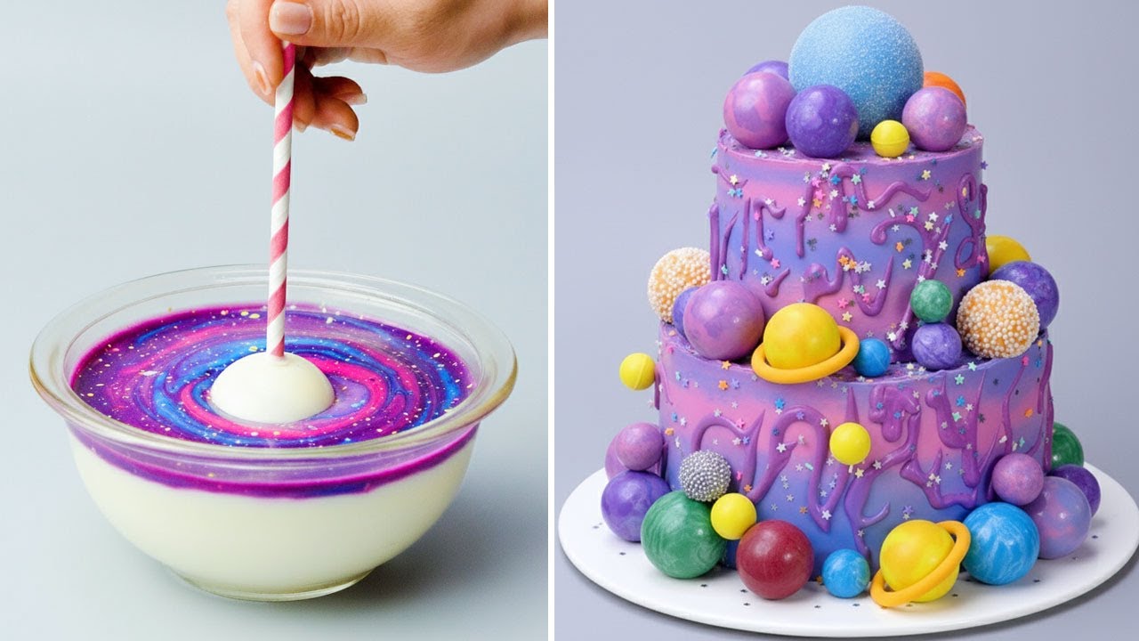 Awesome GALAXY Cake Decorating Tutorials | So Tasty Cake | How To Make Melted Chocolate Cake