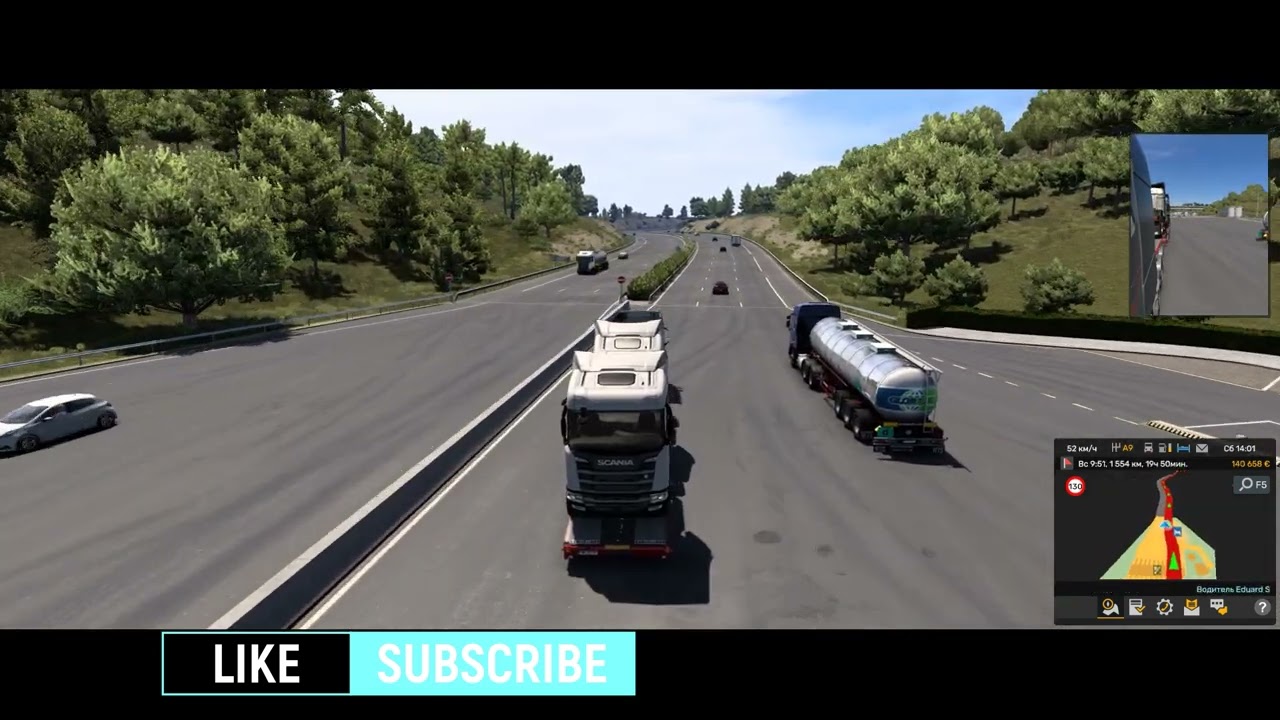 ETS 2 - simulator, relax music, subscription, like, Euro Truck Simulator 2, gameplay, rock, calm