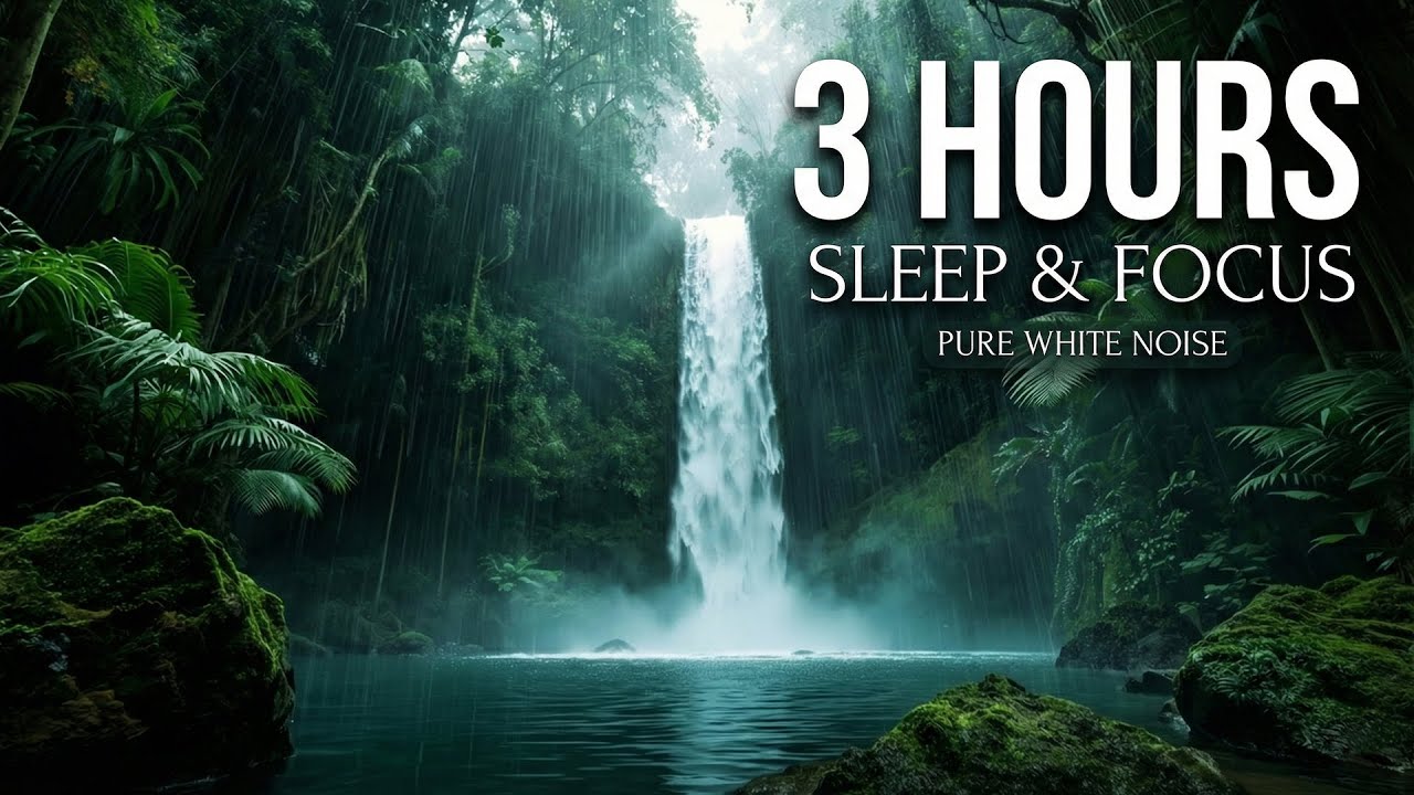 3 Hours of Deep Forest Rain & Hidden Waterfall | Pure White Noise for Deep Sleep & Focus