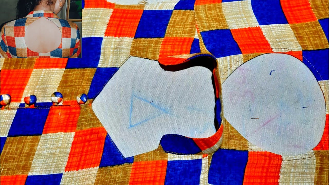 half collar back neck design with dori button cutting and stitching in hindi