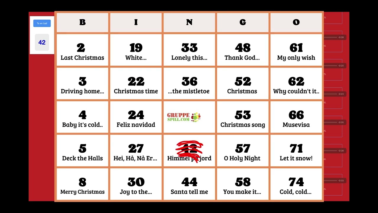 Jule Musikk Bingo