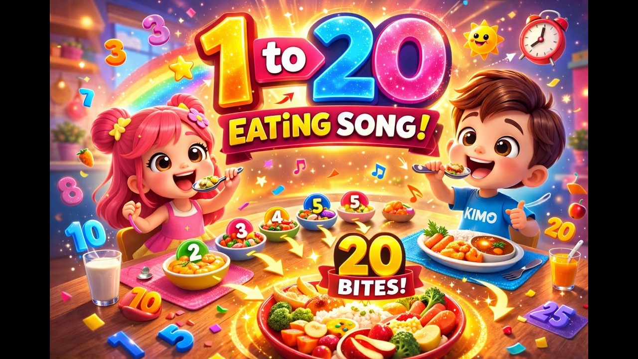 Eat & Count 1 to 20! 🍽️ Fun Eating Song for Toddlers | Kimi & Kimo Mealtime Challenge