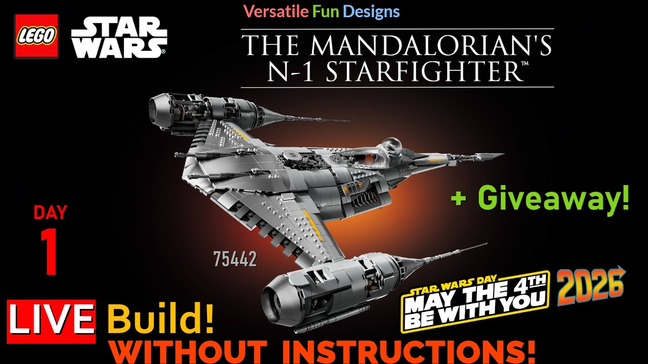 ✨ LEGO Star Wars UCS The Mandalorian's N-1 Starfighter 75442 LIVE Build WITHOUT INSTRUCTIONS! Day 1